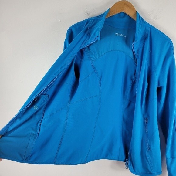 Zella Full Zip Tulip Cuff Long Sleeve Knit Athletic Track Jacket - Picture 7 of 10